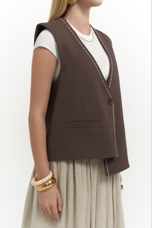 Névine – Gilet Brodé en Coton