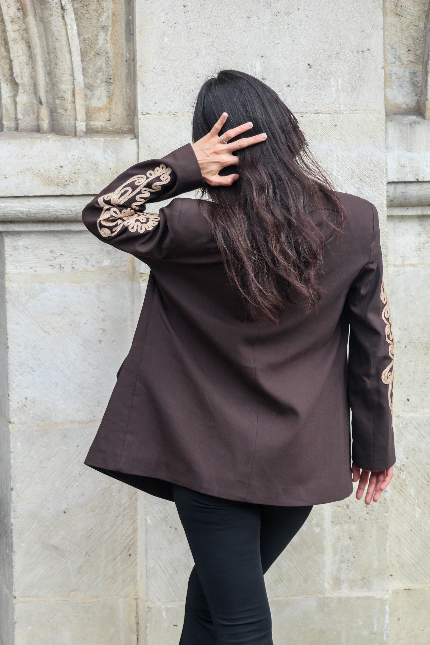 Blazer Brodé Samarra – Marron Chocolat