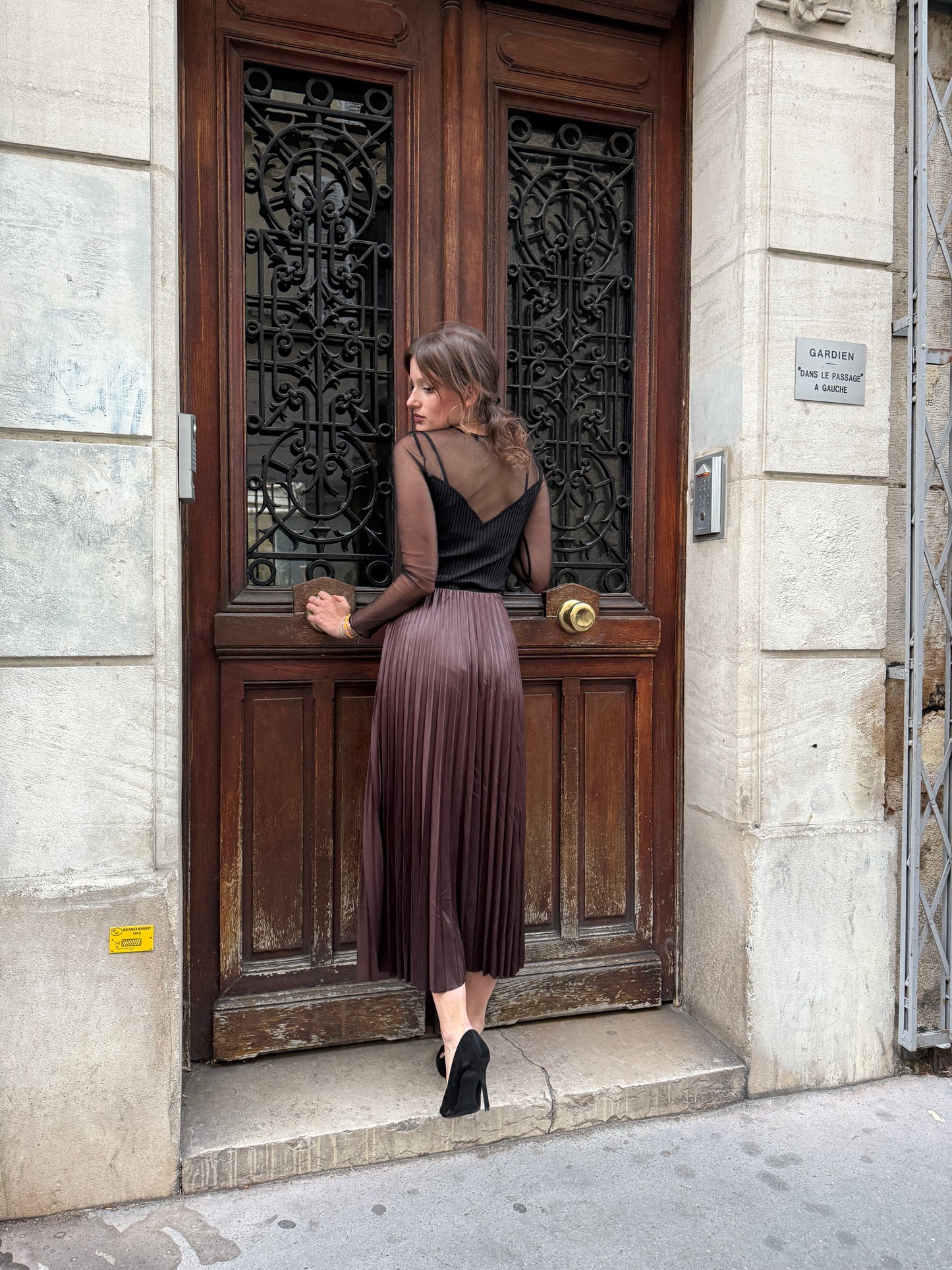 Jupe plissée Élise – Chocolat