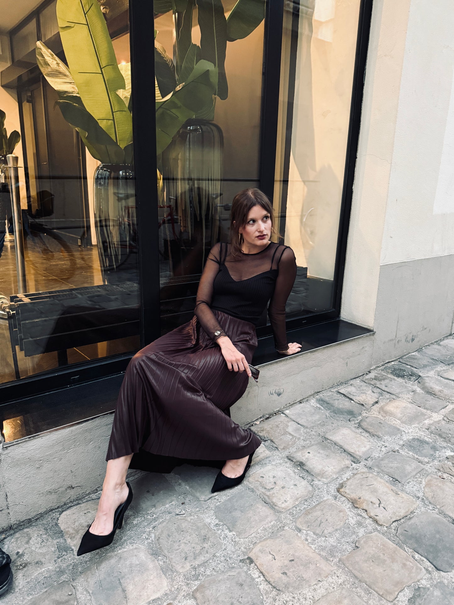 Jupe plissée Élise – Chocolat