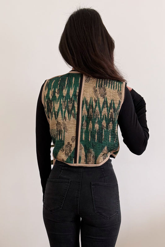 Gilet Croisé en Tissu Traditionnel Ouzbek