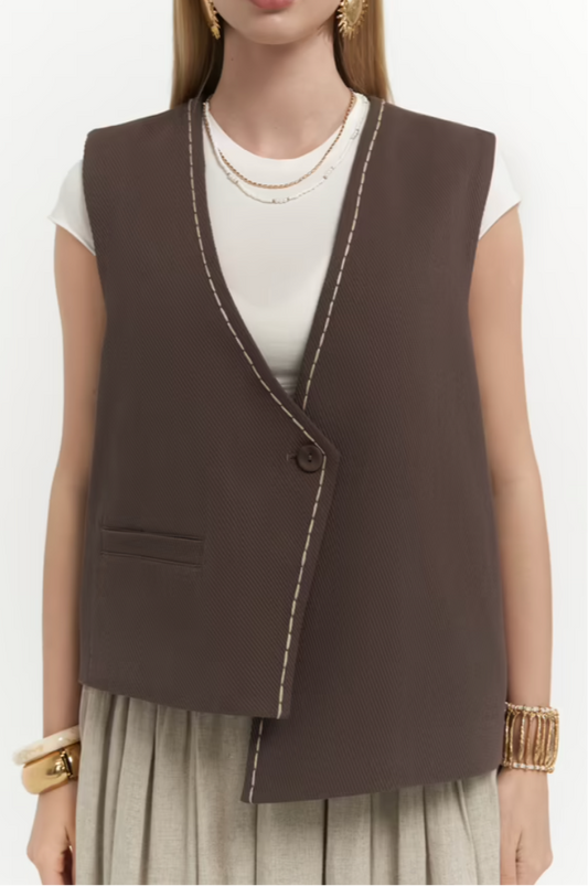 Névine – Gilet Brodé en Coton